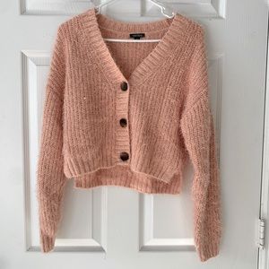 Wild Fable Dusty Pink crop button up sweater